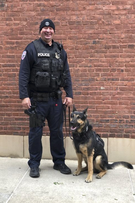 Greater Cleveland RTA police officer Dennis Harmon, and K-9 Kubo