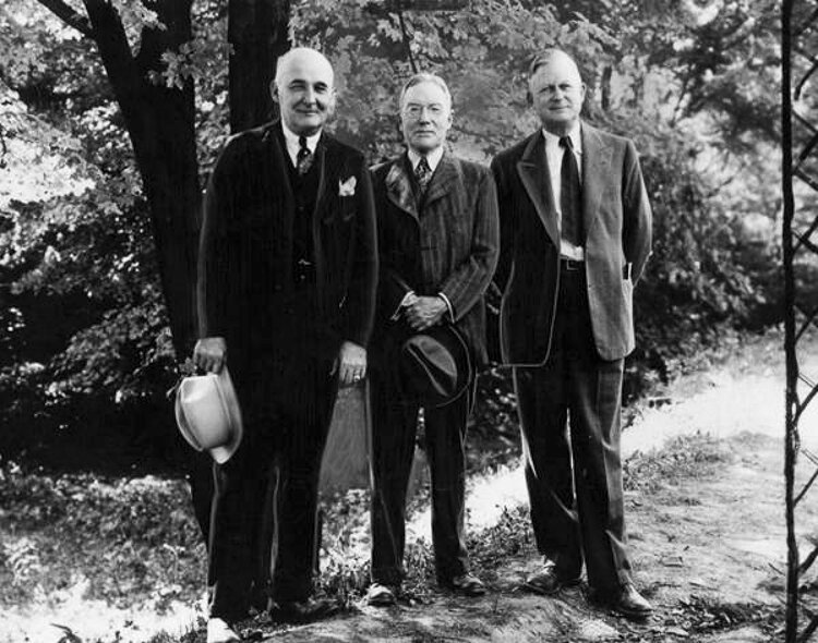 James C. Jones, John D. Rockefeller Jr., and Jay Downer in Forest Hill Park in East Cleveland, Ohio in 1938. 