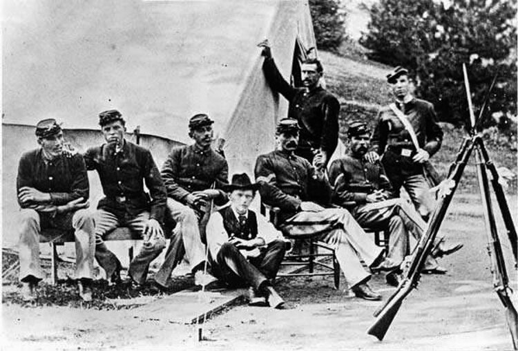 Soldiers on guard at President Garfield's tomb, 1881