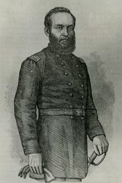 Lieutenant Colonel James A. Garfield, circa 1861, dressed in uniform.  He was made Lieutenant Colonel in command of the 42nd Ohio Volunteer Infantry in 1861.