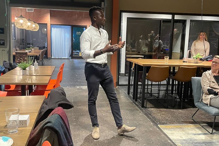 Kwame engaging with community stakeholders