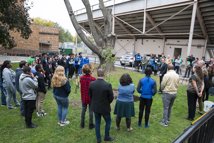 Jesse Owens  tree sampling planting at James Ford Rhodes High School