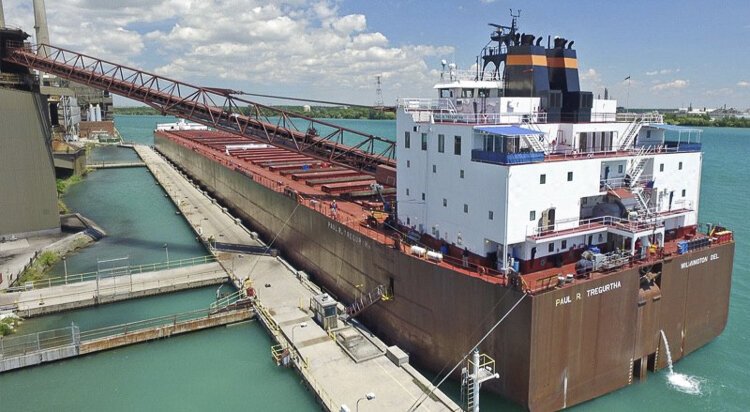 M/V Paul R. Tregurtha is the longest vessel on the Great Lakes, one of Interlake’s modern self-unloaders discharge cargo at rates from 6,000 to 10,000 tons per hour.