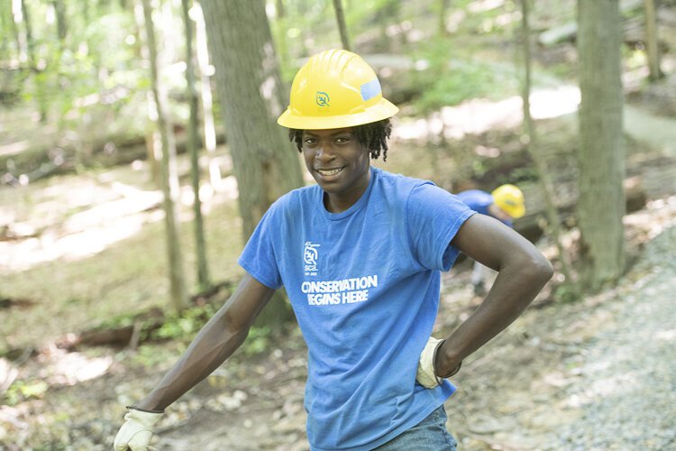 SCA Cleveland Metroparks Trail Corps program team members, high school students who build and preserve trails.