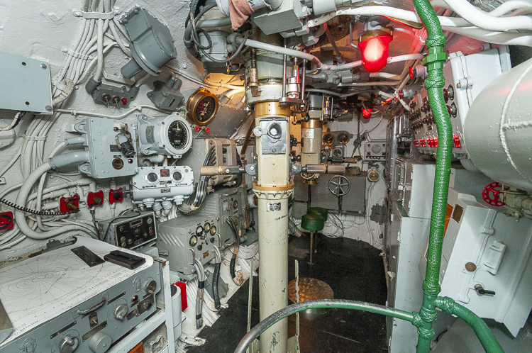 USS COD  submarine's attack center, the Conning Tower in the Engine Aft, houses both the search and attack periscopes