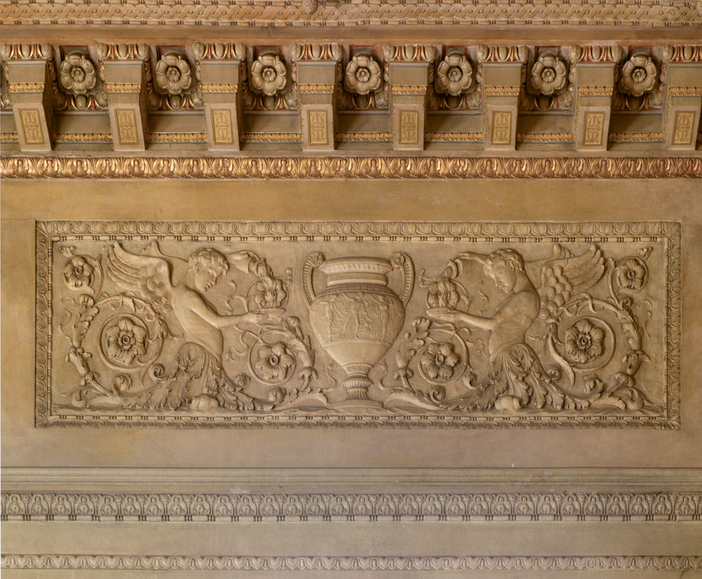 Interior detail of the bank in the New England Bldg. section of the Garfield Bldg just after PNC bank left.