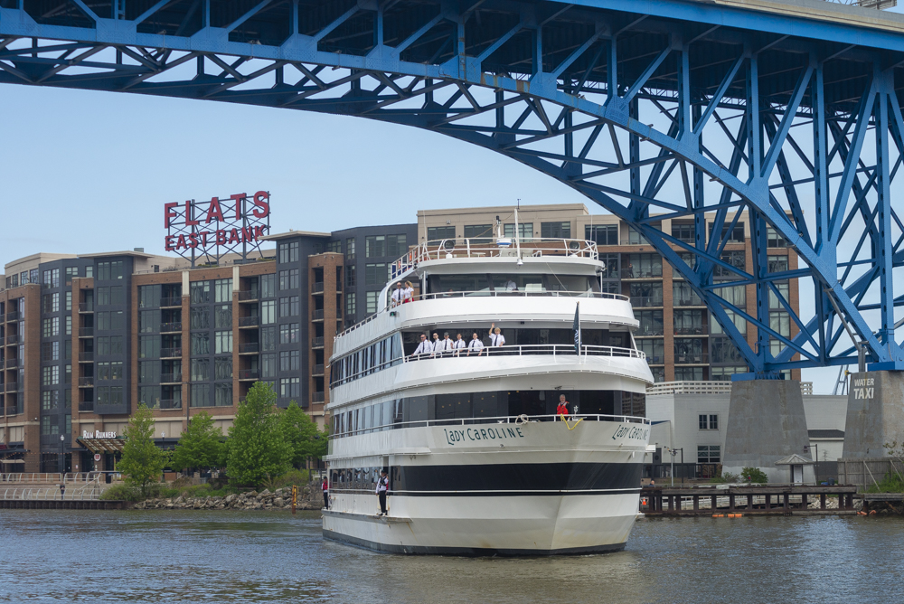 Lady Caroline approaching the Nautica Queen Dock at Flats West Bank for the christening
