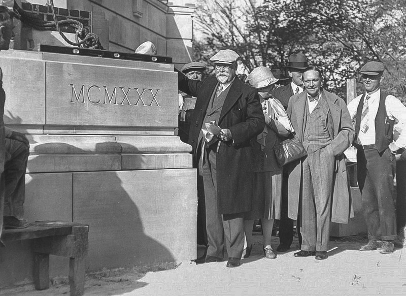 John L. Severance poses during the construction of Severance Hall in University Circle in 1930