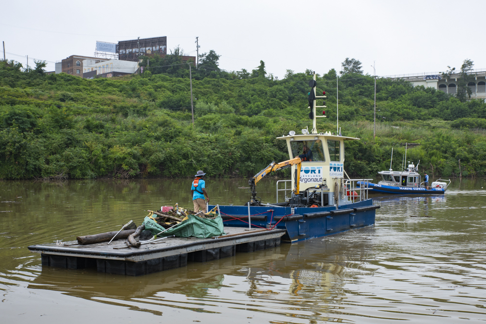 Port of Cleveland’s vessels – Flotsam & Jetsam – that remove plastic and organic floating debris from the Cuyahoga River