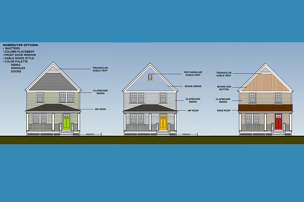 Rendering of the options for the new constructed homes