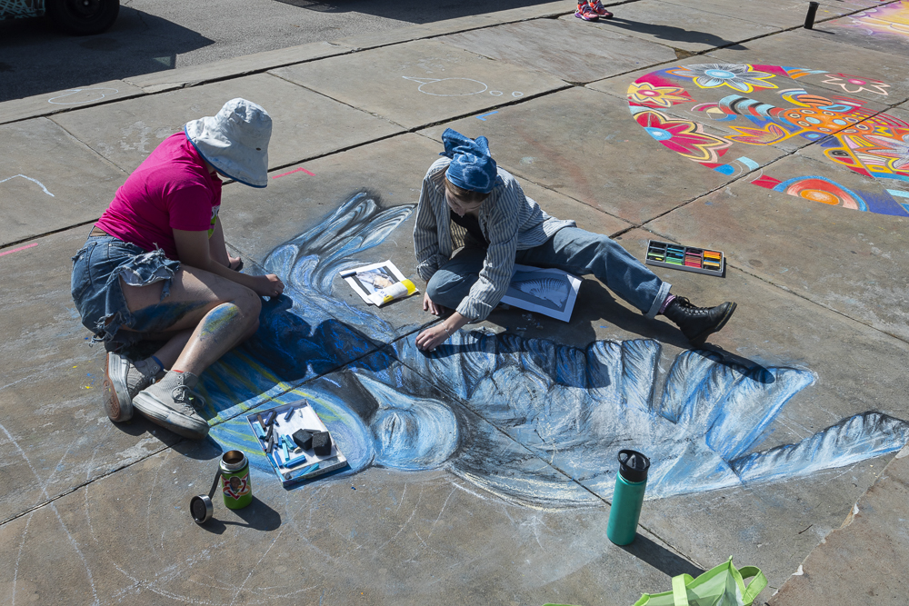 Chalk Fest featured artists from the Cleveland Institute of Art; Lucy Dietrich and Nola Williams-Riseng