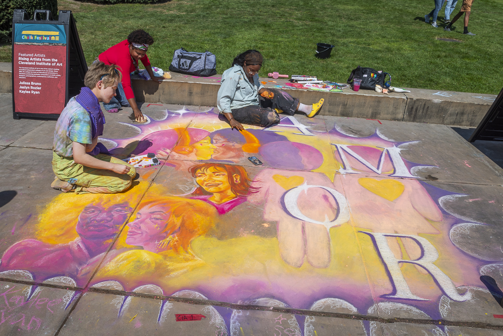 Chalk Fest featured artists from the Cleveland Institute of Art; Julissa Bruno, Jaslyn Rozier and Kaylee Ryan