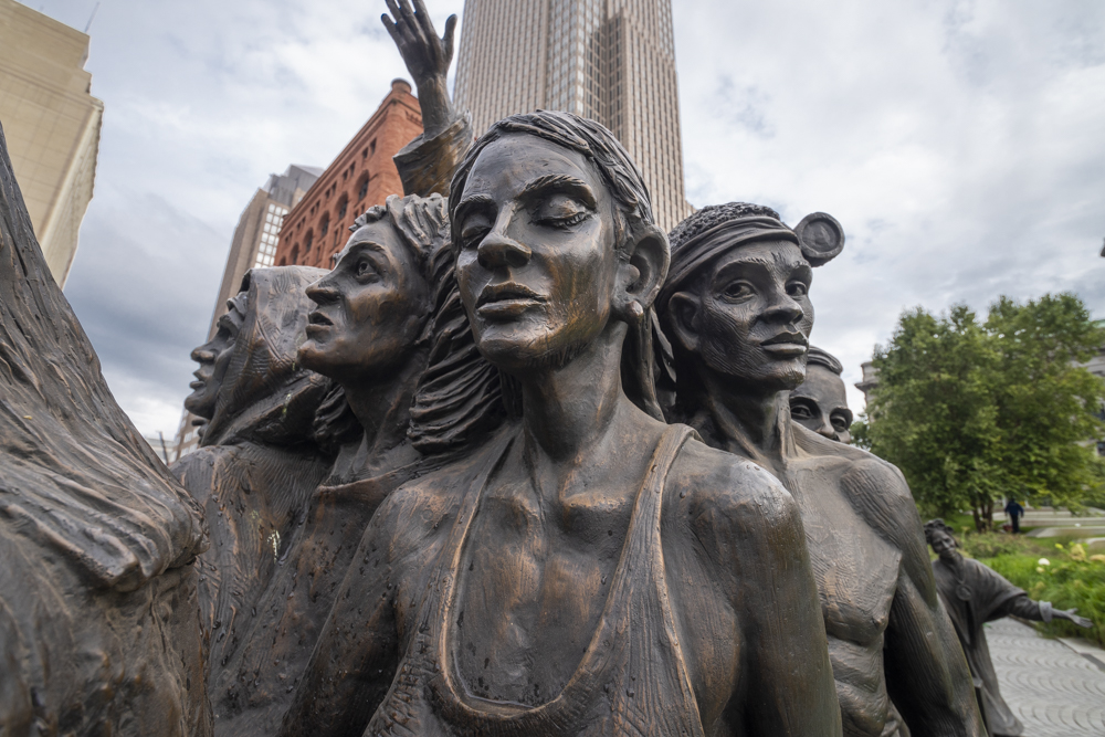 “Let The Oppressed Go Free” by artist Timothy Schmalz