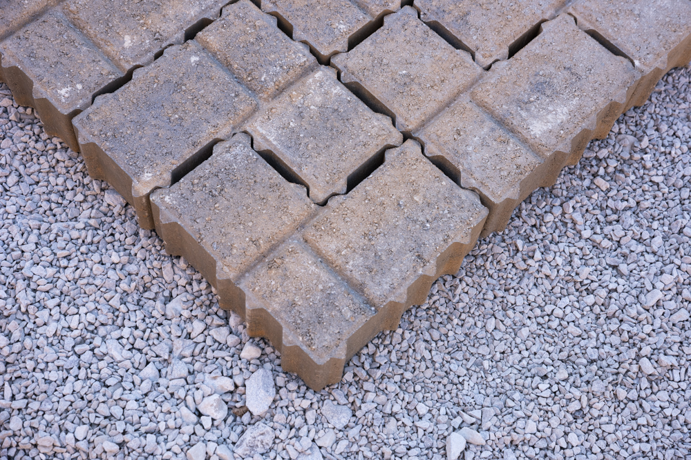 Permeable pavers in a parking being laid down at St. Casimir Church