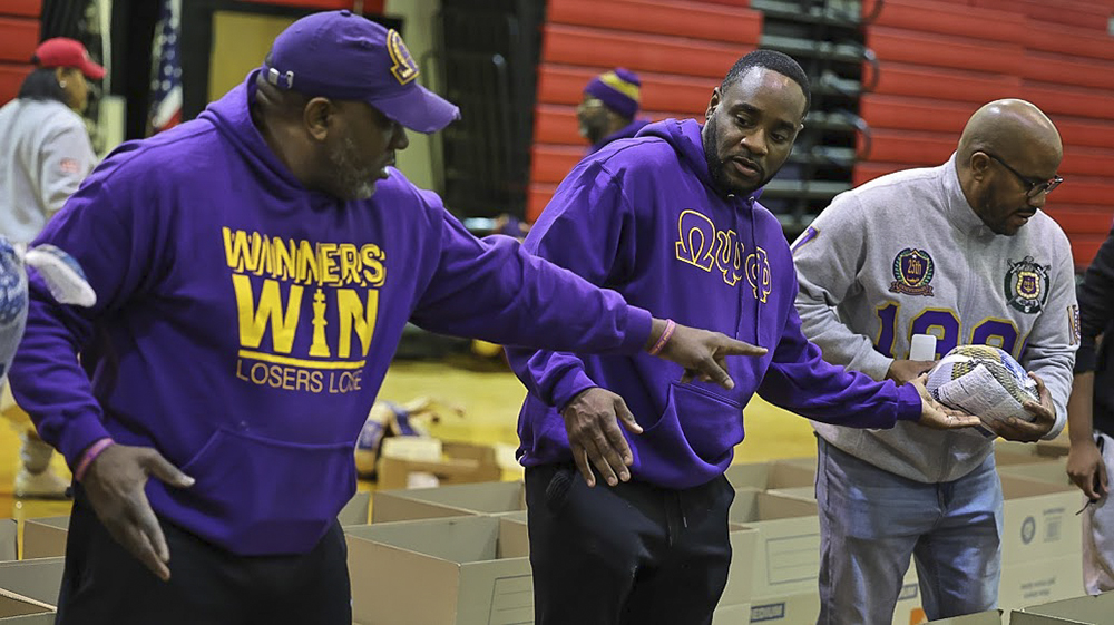 Omega Psi Phi Fraternity annual Christmas Food Basket Giveaway