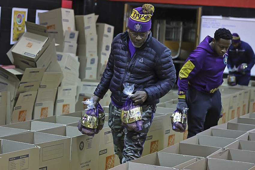 Omega Psi Phi Fraternity annual Christmas Food Basket Giveaway