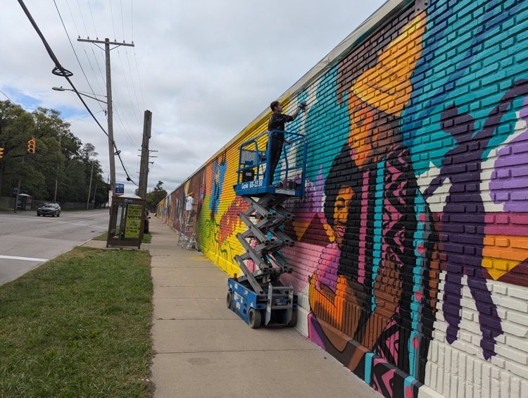 Elevate the East mural in progress