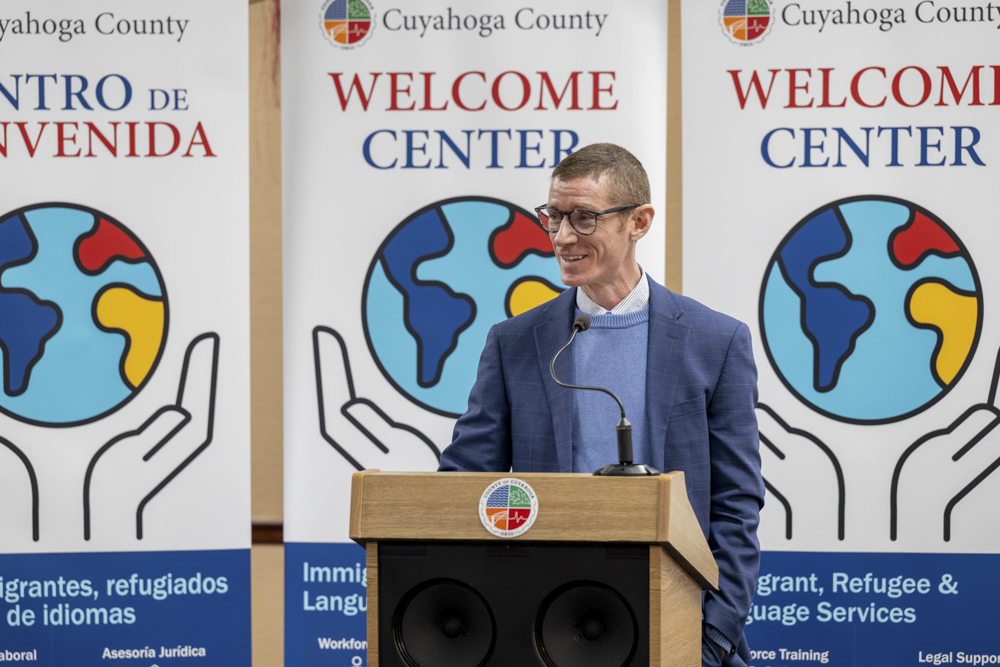 Source Cleveland Executive Director Patrick Kearns speaking at the Welcome Center Ribbon Cutting