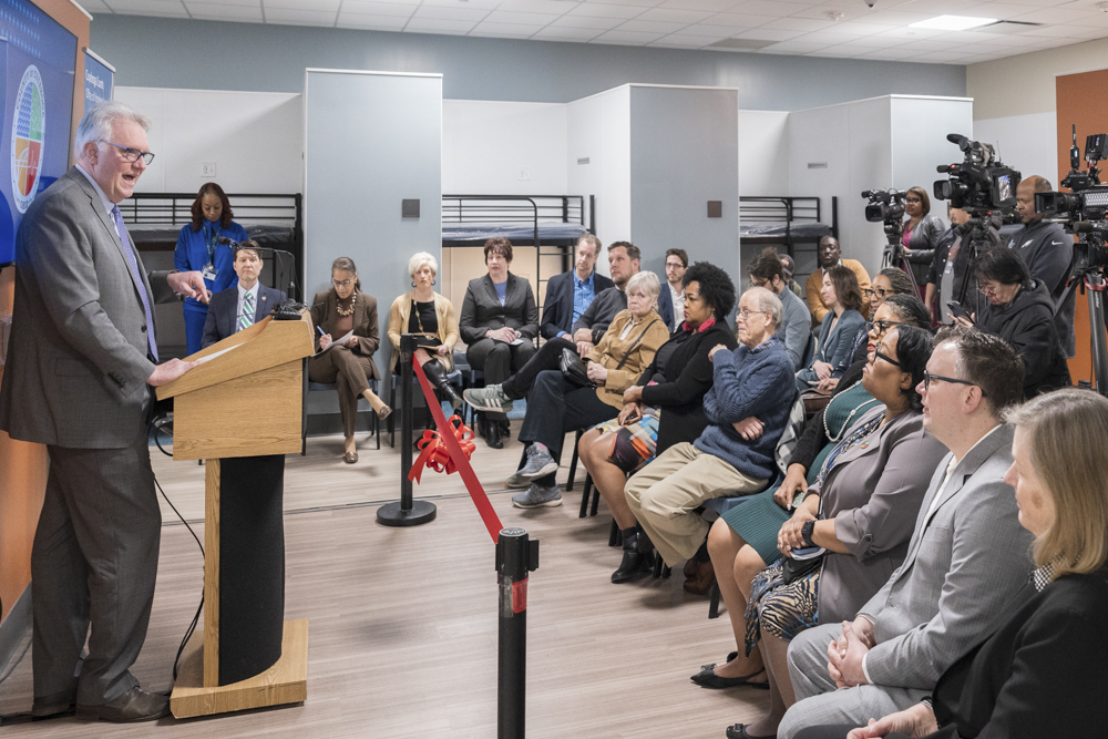 County Executive Chris Ronayne speaks at the Men's Shelter Expansion Ribbon Cutting Event