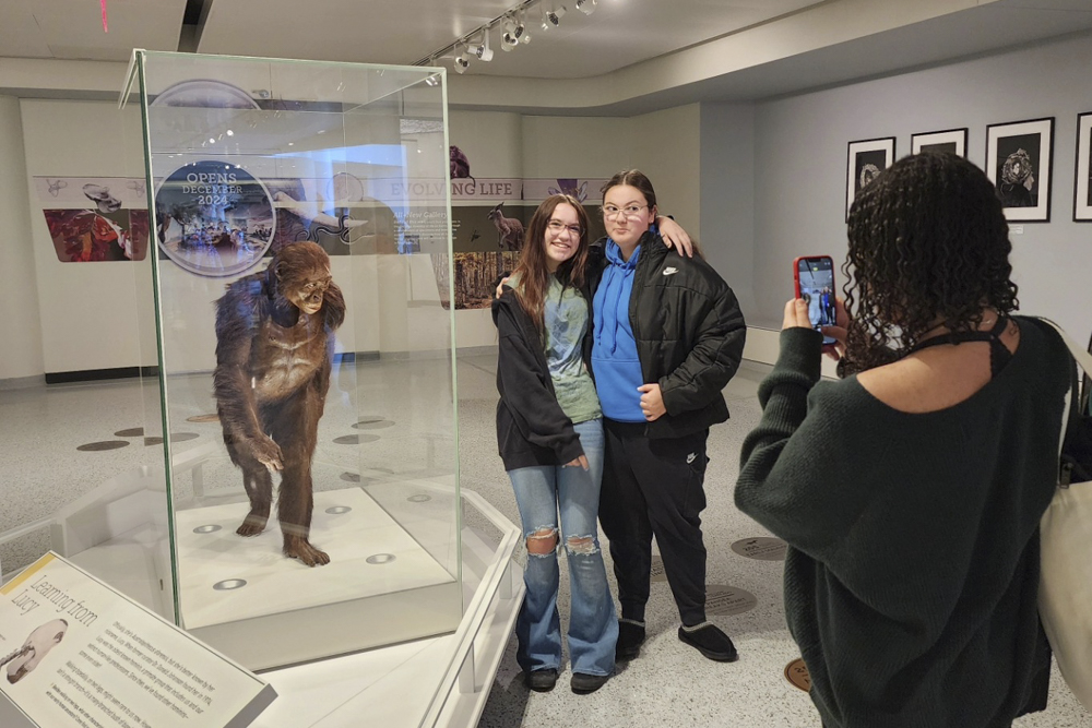 CMHA Visitors snap a photo with Lucy's lifelike recreation