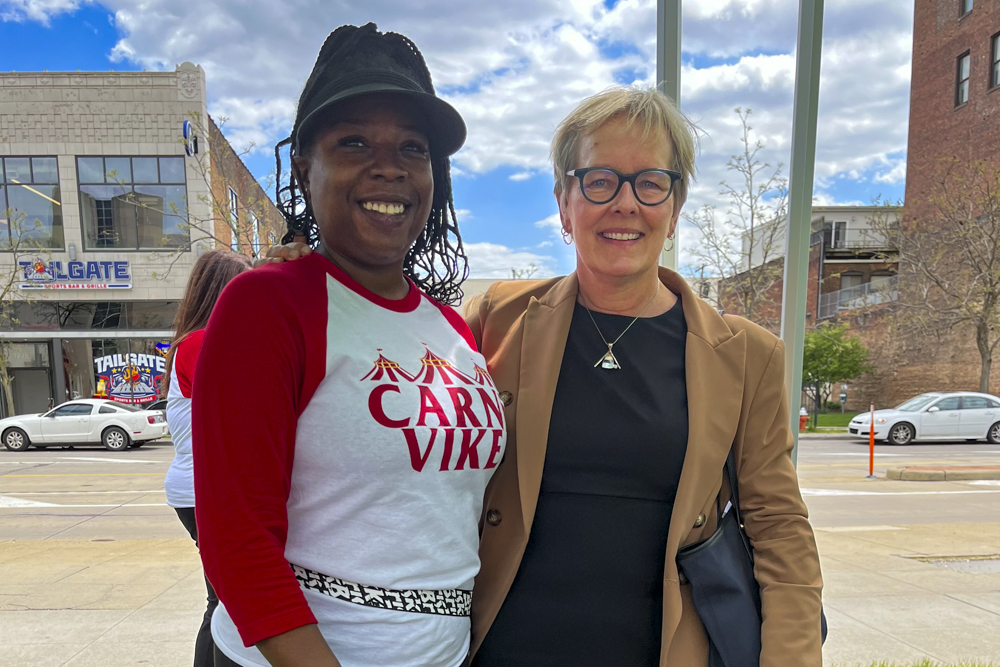 CarniVike organizer Tyisha Blade with CSU University president Dr. Laura Bloomberg