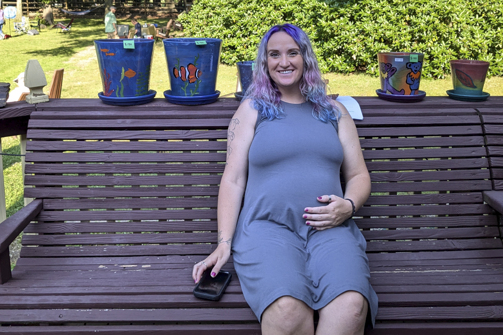 Bri Osborne at Open House with custom painted pots