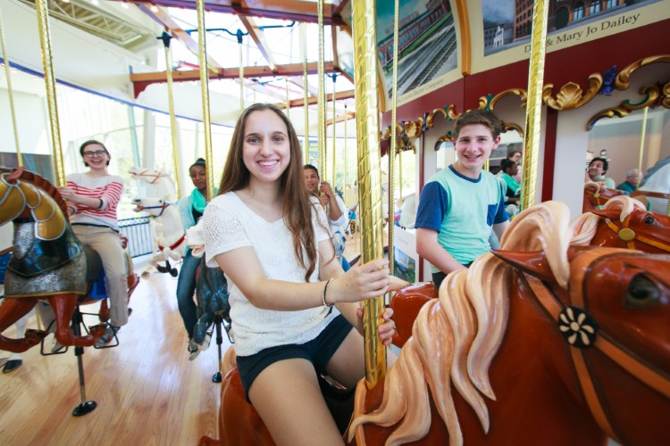 Riders enjoy the Euclid Beach Carousel