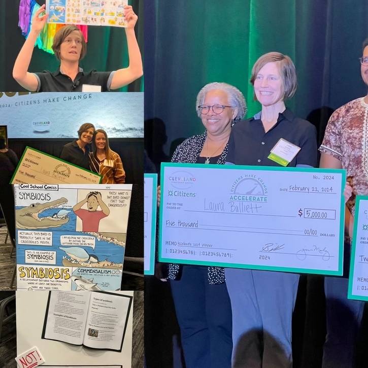 A collage portraying Laura Balliett Cool School Comics Accelerate win in 2024.