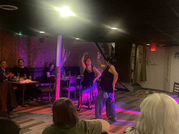Juerga Flamenca, presented by presented by Abrepaso Flamenco at Quinta Esencia Tapas, was an evening of flamenco dance, guitar, and song led by La Romera..