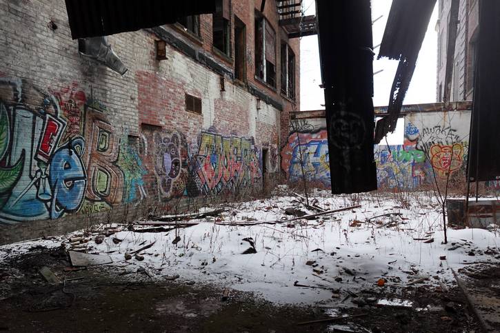 Decades of exposure have left the building in severe disrepair.