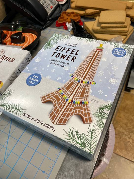The Eiffel Tower gingerbread kit McGough designed for World Market.