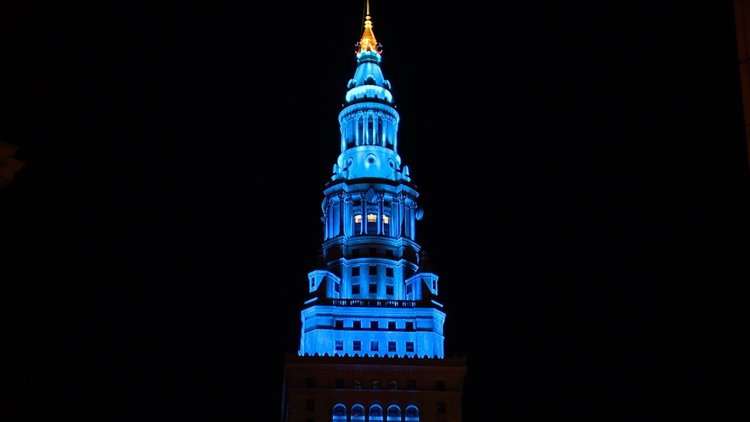Terminal Tower in honor of Human Trafficking Prevention Day