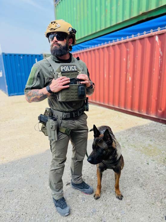 Officer Jeremy Puszakowski and K-9 Chinook train at Excel K-9 Services.