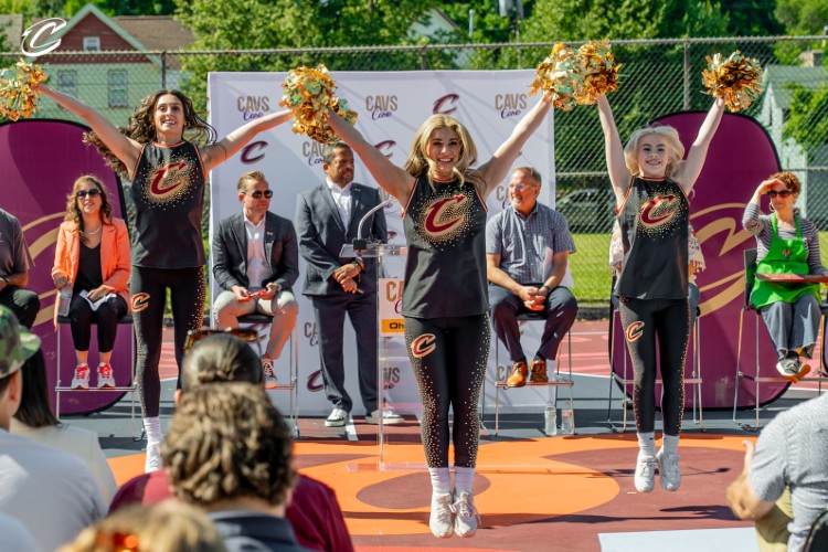 The Cavs Dance Team attended the ribbon cutting at Trent Park.