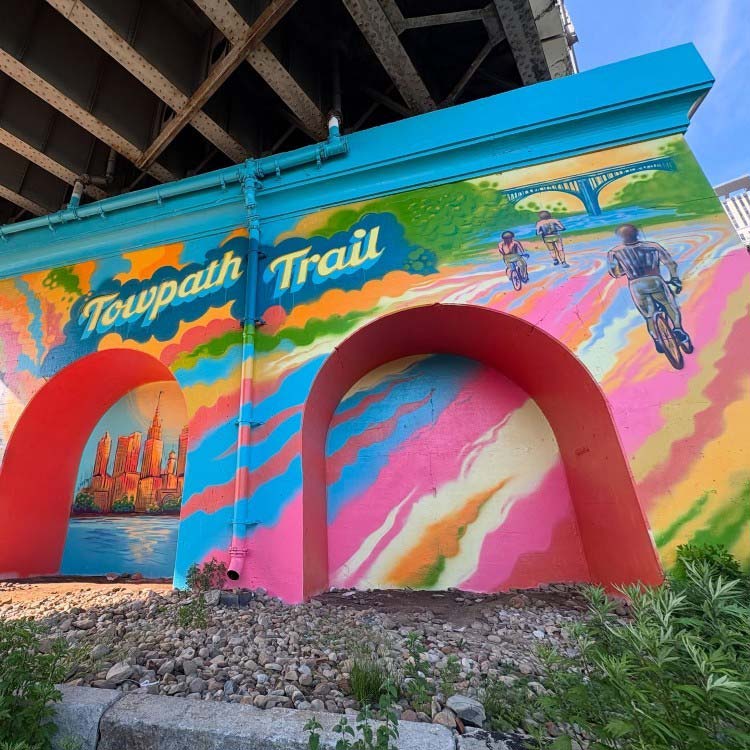 The vibrant colors depict the modern day.