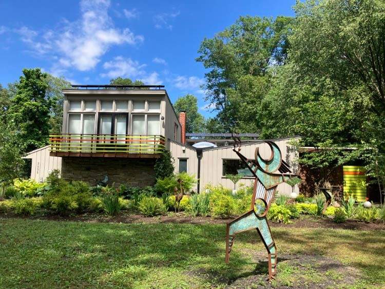 Artist installation in front year garden on North Park Boulevard.