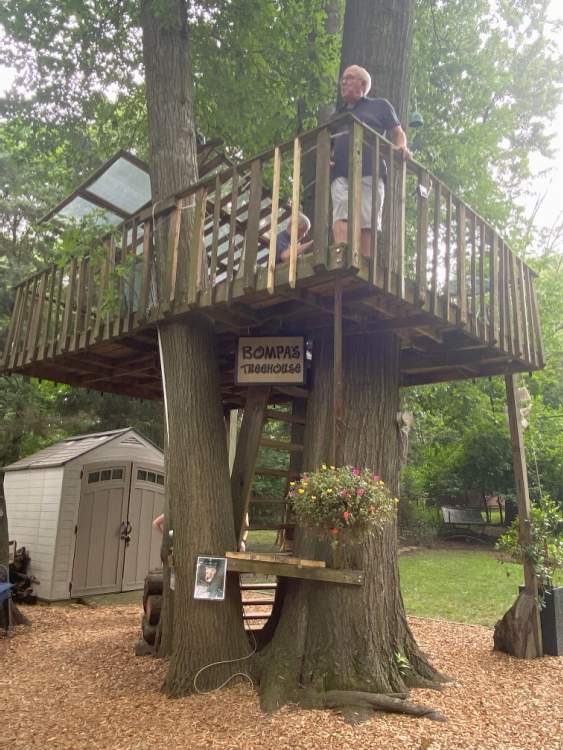 Greg Cook, knowns as Bomba to his grandson, built this treehouse for his grandchildren.