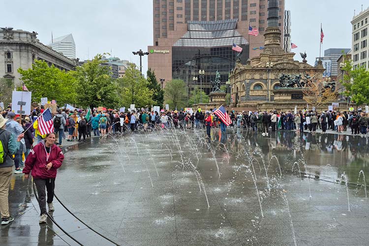 No Kings marches gather in Public Square