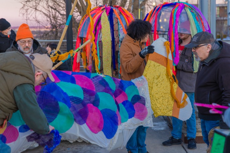 The Rabbit Hole Art Fanatics Collaborative assembling “A Lantern Called Wanda”