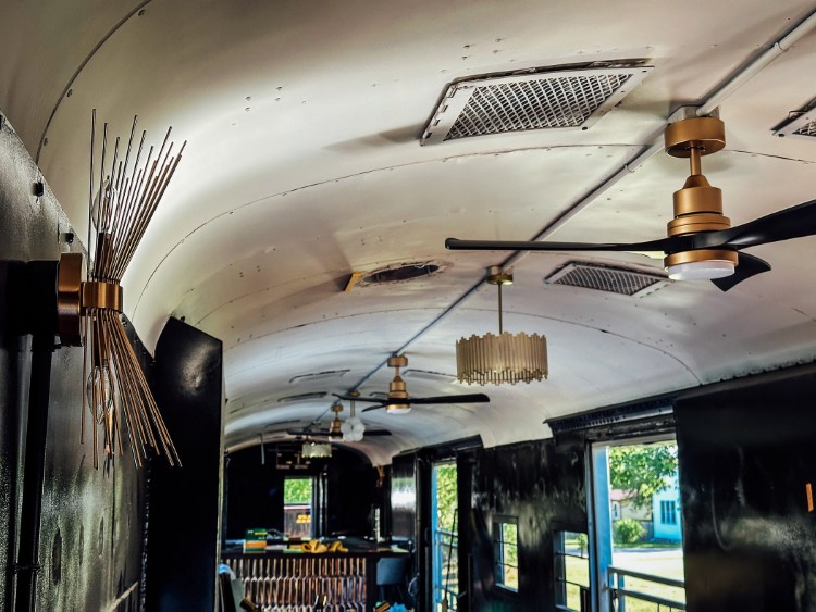 The decor of the former Ringing Bros. and Barnum & Bailey Circus open window car