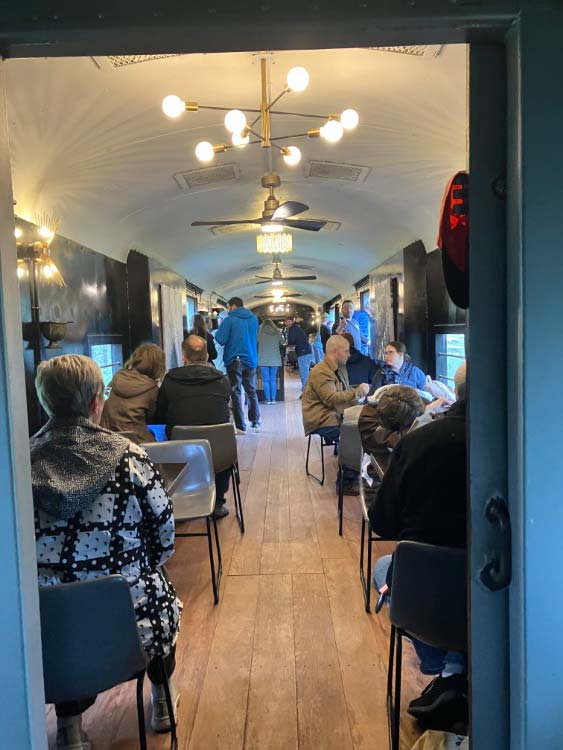 The former Ringing Bros. and Barnum & Bailey Circus cage car converted into a first class car.