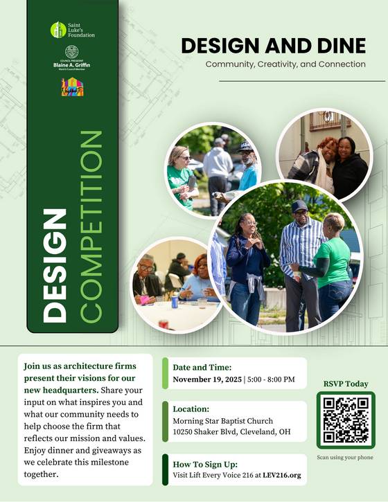 THe 'Design and Dine' event will allow residents to evaluate the four finalists in the Saint Luke's HQ design.