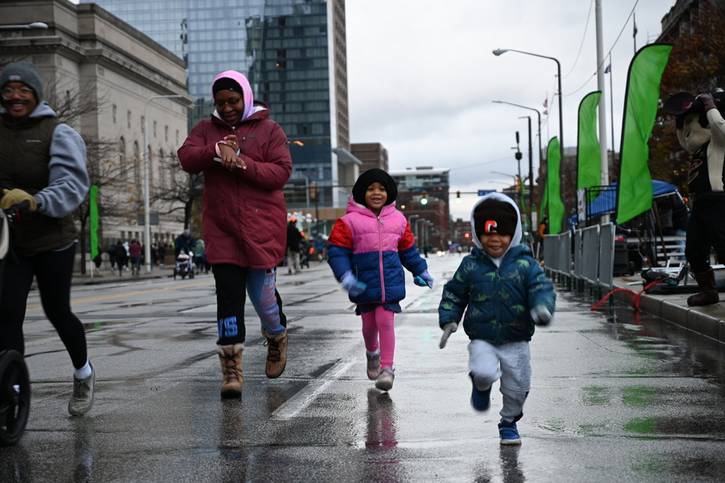 Having a fun run at Turkey Trot.