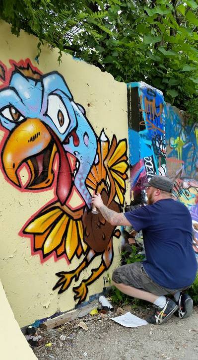 Bob Peck painting turkeys