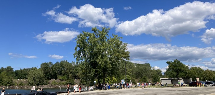People gather at Gordon Park to watch the 2025 Cleveland National Air Show