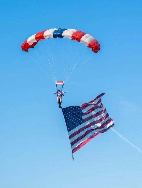 Skydivers put on a display during the VFR Foundation's 4th Annual Golf Outing  and fundraiser..
