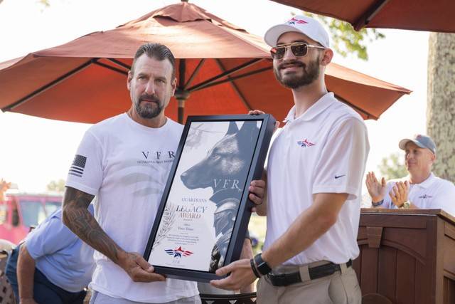 Fallen Euclid Police Officer Jacob Durbin's father, Vince Trusso, receives the VFR Guardians Of Legacy Award.