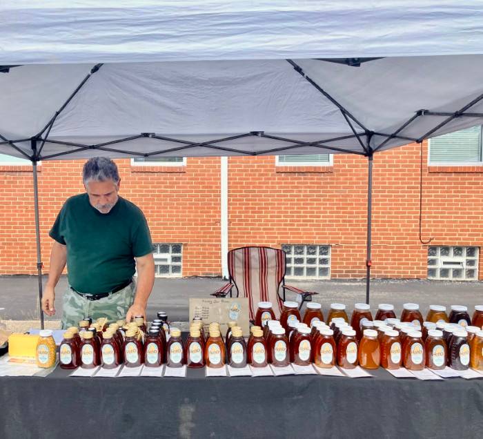 Honey for sale at the Cleveland Heights Community Market.