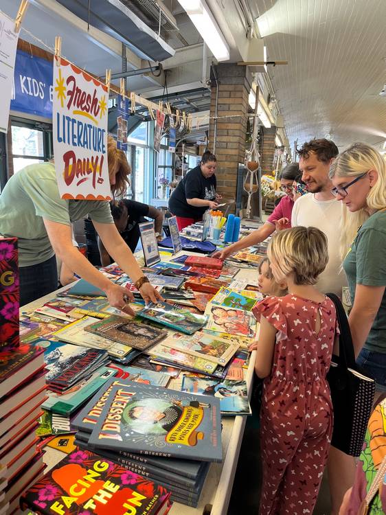 Literary Cleveland's book display at the 2024 Inkubator at West Side Market.