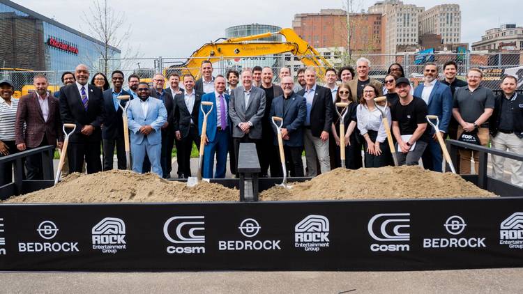 The Cosm Cleveland groundbreaking in the Gateway District on Thursday, April 16.